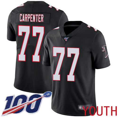 Atlanta Falcons Limited Black Youth James Carpenter Alternate Jersey NFL Football #77 100th Season Vapor Untouchable->youth nfl jersey->Youth Jersey
